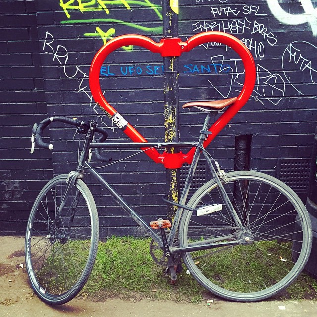 Bike next to a heart